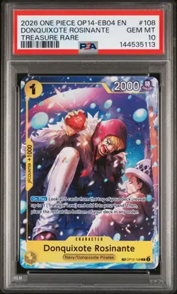 2026 ONE PIECE OP14-EB04-THE AZURE SEA'S SEVEN #108 DONQUIXOTE ROSINANTE PSA 10 - Image 1