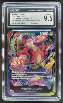 2025 ONE PIECE CCG MONKEY D. LUFFY 3RD ANNIVERSARY PROMO CGC 9.5 A PT - Image 1
