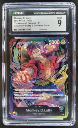 2025 ONE PIECE CCG MONKEY D. LUFFY 3RD ANNIVERSARY PROMO CGC 9 A PT - Image 1