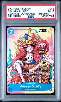 2024 ONE PIECE PROMOS 2ND ANV TOURNAMENT-PARTICIPATION MONKEY D. LUFFY PSA 9 - Image 1