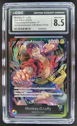 2025 ONE PIECE CCG MONKEY D. LUFFY 3RD ANNIVERSARY PROMO CGC 8.5 A PT - Image 1