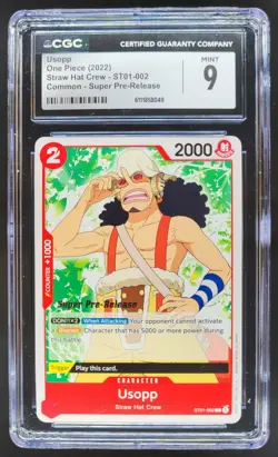 2022 ONE PIECE CCG USOPP SUPER PRE-RELEASE ST01-002 CGC 9 A PT - Image 1