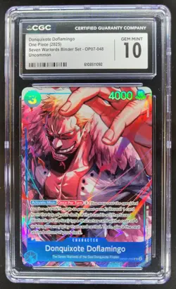 2025 ONE PIECE DONQUIXOTE DOFLAMINGO SEVEN WARLORDS OP07-048 CGC 10 B PT - Image 1
