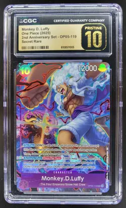 2025 ONE PIECE CCG MONKEY D. LUFFY SECRET RARE OP05-119 CGC 10 PRISTINE C PT - Image 1