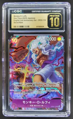 2025 ONE PIECE CCG JPN MONKEY D. LUFFY SECRET RARE OP05-119 CGC 10 PRISTINE D PT - Image 1