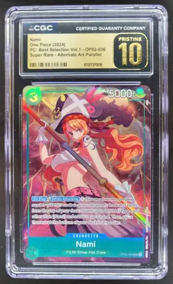 2024 ONE PIECE CCG NAMI SUPER RARE ALT ART OP02-036 CGC 10 PRISTINE A PT - Image 1