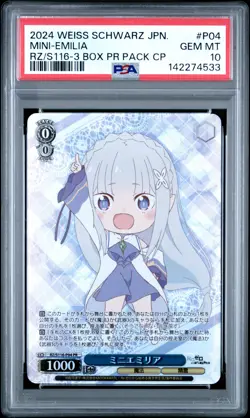 2024 WEISS SCHWARZ 3 BOX PR PACK CAMPAIGN #P04 MINI-EMILIA PSA 10 - Image 1