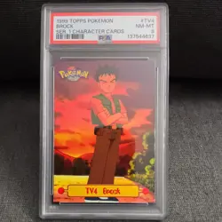PSA 8 Pokemon Topps TV Series 1 Brock TV 4 Character Card Low Pop - Image 1