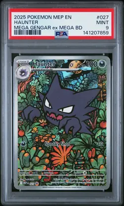 2025 POKEMON MEP MEGA BATTLE DECK PROMO #027 HAUNTER PSA 9 - Image 1