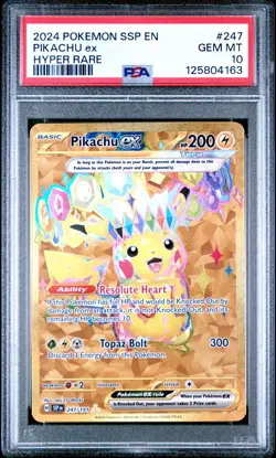 2024 POKEMON SSP EN-SURGING SPARKS HYPER RARE #247 PIKACHU EX PSA 10 - Image 1