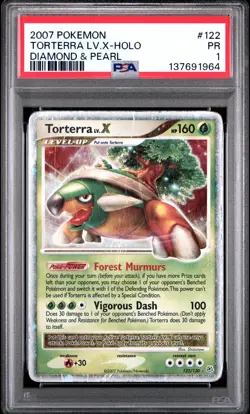 2007 POKEMON DIAMOND & PEARL #122 TORTERRA LV.X-HOLO PSA 1 - Image 1