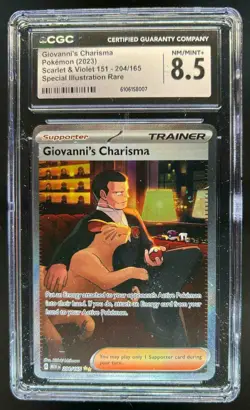 2023 Pokemon SV151 Giovanni's Charisma Special Illustration Rare 204/165 CGC 8.5 - Image 1