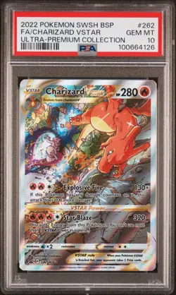 2022 Pokemon Black Star Promo Full Art Charizard VSTAR Ultra Premium 262 PSA 10 - Image 1