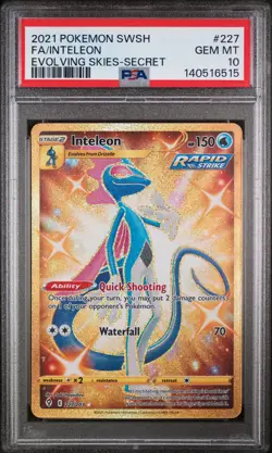 2021 POKEMON SWORD & SHIELD EVOLVING SKIES SECRET #227 FULL ART/INTELEON PSA 10 - Image 1