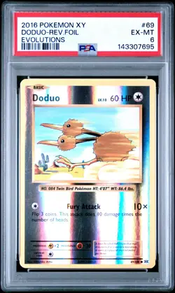 2016 POKEMON XY EVOLUTIONS #69 DODUO-REVERSE FOIL PSA 6 - Image 1