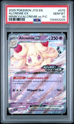 2025 POKEMON JTG EN-JOURNEY TOGETHER #075 ALCREMIE EX PSA 10 - Image 1