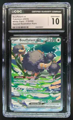 2025 Pokemon White Flare Bouffalant ex Special Illustration Rare #170/086 CGC 10 - Image 1