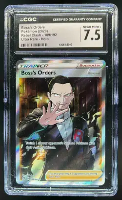 2020 Pokemon SWSH Rebel Clash Boss's Orders Giovanni Ultra Rare #189/192 CGC 7.5 - Image 1