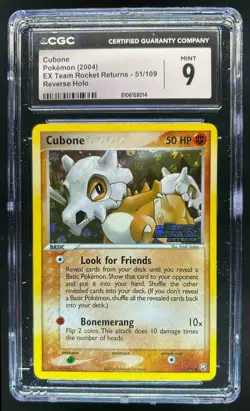 2004 Pokemon EX Team Rocket Returns Cubone Reverse Holo #51/109 CGC 9 - Image 1