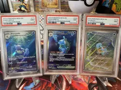 2023 Pokemon Squirtle Wartortle Blastoise ex PSA 9 Illustration Rare Trio 151 - Image 1