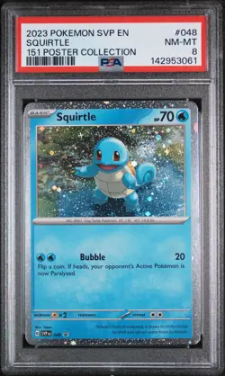 2023 POKEMON SVP EN-SV BLACK STAR PROMO 151 POSTER COLL #048 SQUIRTLE PSA 8 - Image 1