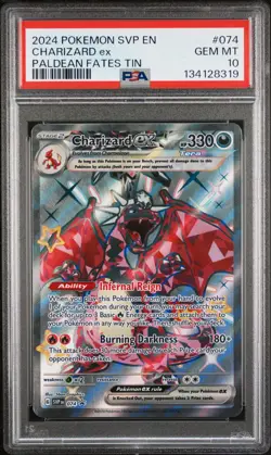 2024 POKEMON SVP EN-SV BLACK STAR PROMO PALDEAN FATES TIN CHARIZARD EX PSA 10 - Image 1