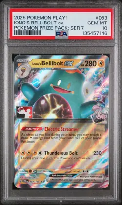 2025 POKEMON PLAY! POKEMON PRIZE PACK: SERIES 7 #053 IONO'S BELLIBOLT EX PSA 10 - Image 1