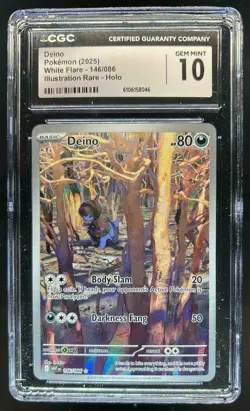 2025 Pokemon White Flare Deino Illustration Rare #146/086 CGC 10 - Image 1