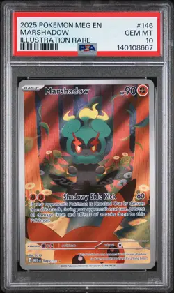 2025 POKEMON MEG EN-MEGA EVOLUTION ILLUSTRATION RARE #146 MARSHADOW PSA 10 - Image 1