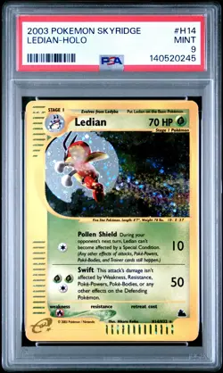 2003 POKEMON SKYRIDGE #H14 LEDIAN-HOLO PSA 9 - Image 1