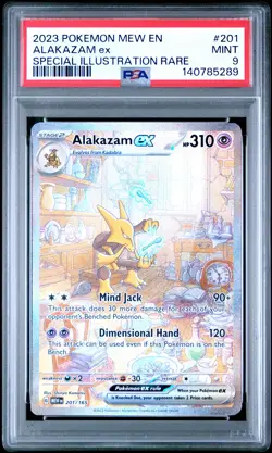 2023 POKEMON MEW EN-151 SPECIAL ILLUSTRATION RARE #201 ALAKAZAM EX PSA 9 - Image 1