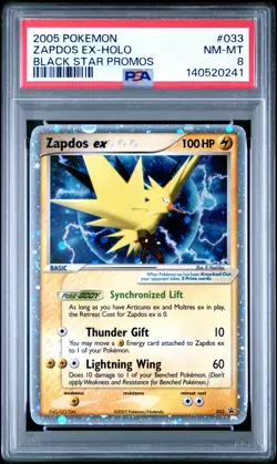 2005 POKEMON BLACK STAR PROMOS #033 ZAPDOS EX-HOLO PSA 8 - Image 1