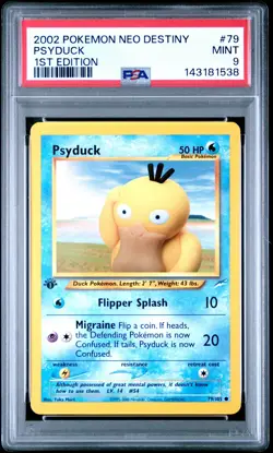 2002 POKEMON NEO DESTINY 1ST ED #79 PSYDUCK PSA 9 - Image 1
