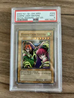 PSA 9 MINT Harpie Lady Sisters MRD009 Super Rare 1st Edition Yugioh Card G2U - Image 1