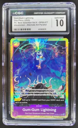 2025 ONE PIECE CCG GUM-GUM LIGHTNING OP09-077 CGC 10 B PT - Image 1