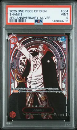 2025 ONE PIECE OP13-CARRYING ON HIS WILL 3RD ANV-SILVER #004 SHANKS PSA 9 - Image 1