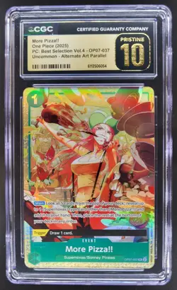 2025 ONE PIECE CCG MORE PIZZA!! ALT ART OP07-037 CGC 10 PRISTINE D PT - Image 1