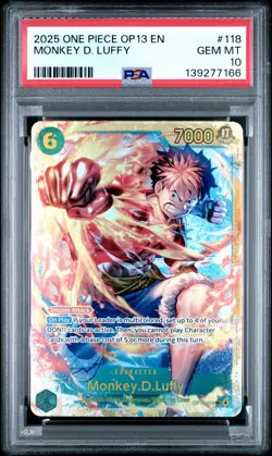 2025 ONE PIECE OP13-CARRYING ON HIS WILL #118 MONKEY D. LUFFY PSA 10 - Image 1