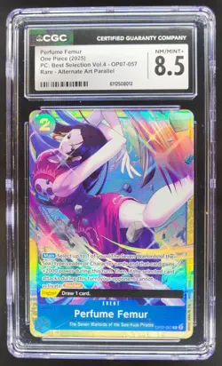2025 ONE PIECE CCG PERFUME FEMUR RARE ALT ART OP07-057 CGC 8.5 B PT - Image 1