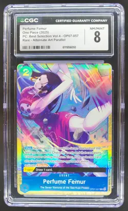 2025 ONE PIECE CCG PERFUME FEMUR RARE ALT ART OP07-057 CGC 8 B PT - Image 1