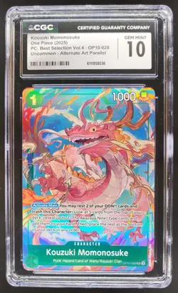 2025 ONE PIECE CCG KOUZUKI MOMONOSUKE ALT ART OP10-208 CGC 10 D PT - Image 1