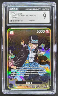 2025 ONE PIECE CCG SABO SUPER RARE 2ND ANNIV JAPANESE CGC 9 A PT - Image 1