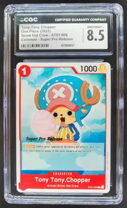 2022 ONE PIECE CCG TONY TONY CHOPPER SUPER PRE-RELEASE ST01-006 CGC 8.5 A PT - Image 1
