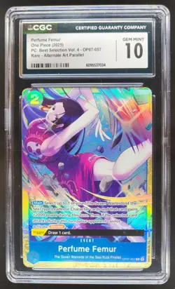 2025 ONE PIECE CCG PERFUME FEMUR RARE ALT ART OP07-057 CGC 10 B PT - Image 1