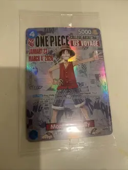 SEALED Monkey.D.Luffy (College Basketball US Voyage) P-055 One Piece Promotion.. - Image 1