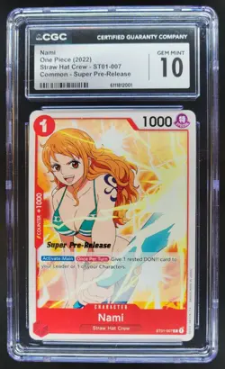 2022 ONE PIECE CCG NAMI SUPER PRE-RELEASE ST01-007 CGC 10 A PT - Image 1