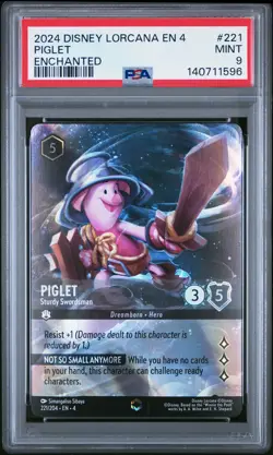 2024 DISNEY LORCANA EN 4-URSULA'S RETURN ENCHANTED #221 PIGLET PSA 9 - Image 1