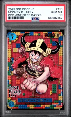 2025 ONE PIECE JPN PREM CARD COLL -ONE PIECE DAY'25- #110 MONKEY D. LUFFY PSA 10 - Image 1