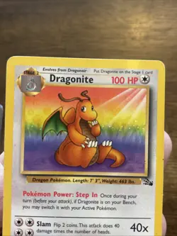 Pokemon TCG Dragonite Fossil 19 Unlimited Rare Non Holo Vintage Old School Card - Image 2