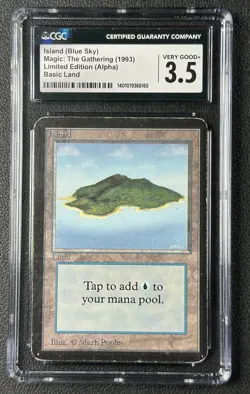 ISLAND (BLUE SKY) CGC 3.5 1993 MAGIC: THE GATHERING MTG ALPHA LIMITED EDITION 65 - Image 1